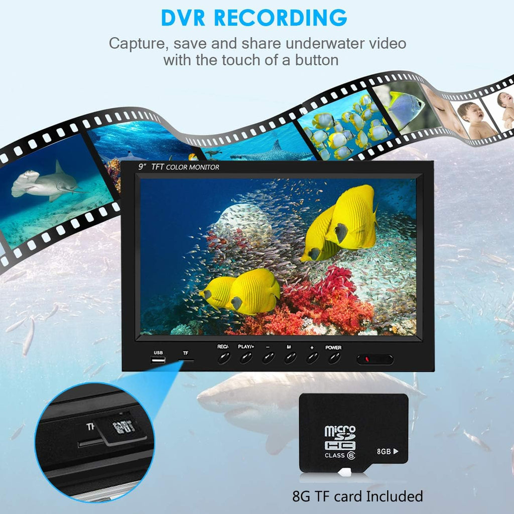 Underwater Fishing Camera with DVR 9 inch Color Monitor 1000TVL 30m Cable V73467