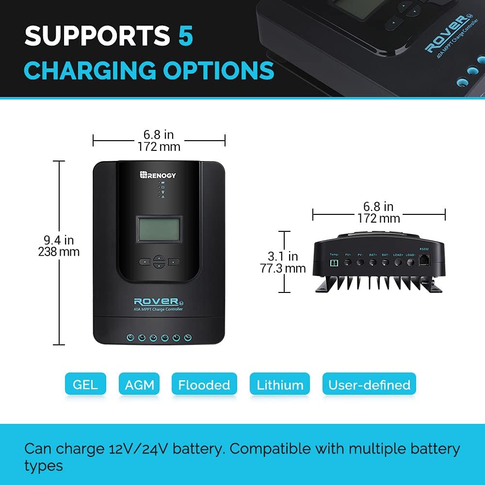 400 Watt 12 Volt Monocrystalline Solar Panel Kit with 40A MPPT Charge Controller X62295