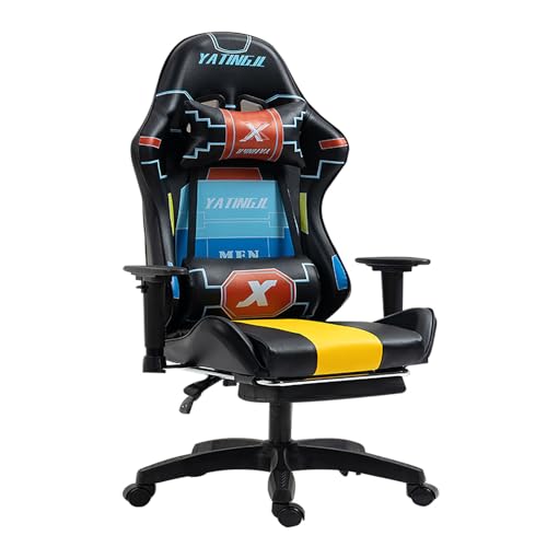 White Leather Swivel Gaming Chair with Footrest X36802