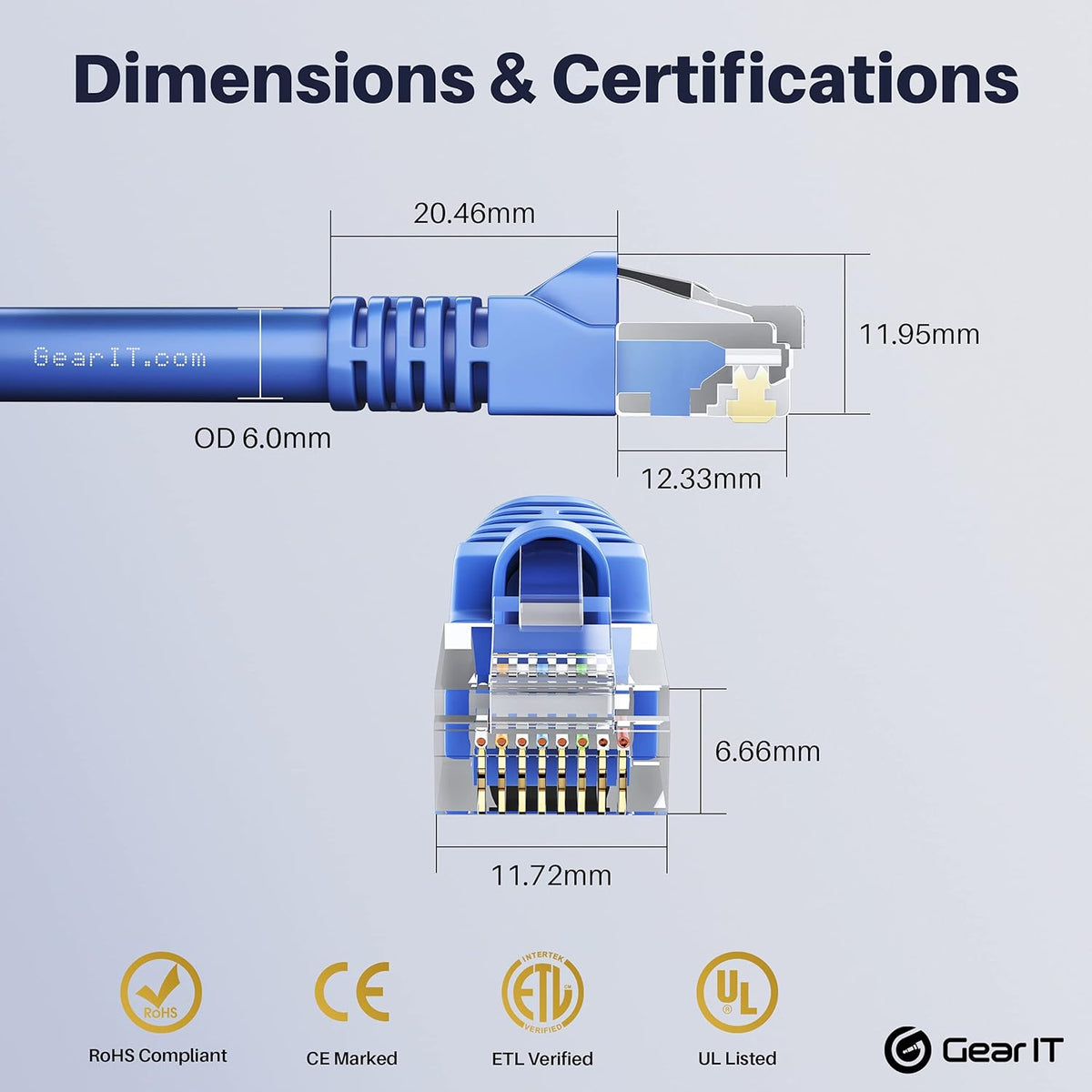 Cat 6 Ethernet Cable 1 ft 100-Pack Blue Y927273