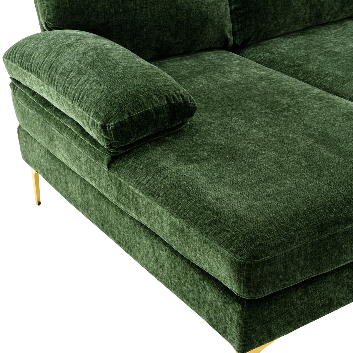 Velvet Sectional Sofa with Golden Metal Legs G268