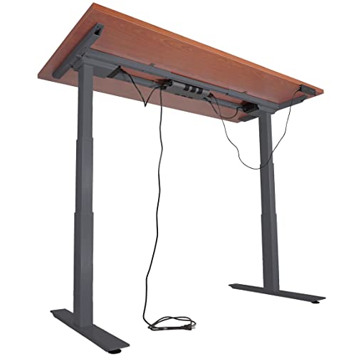 Adjustable Sit/Stand Desk 60"x30" Cherry Wood Finish Black Frame L105