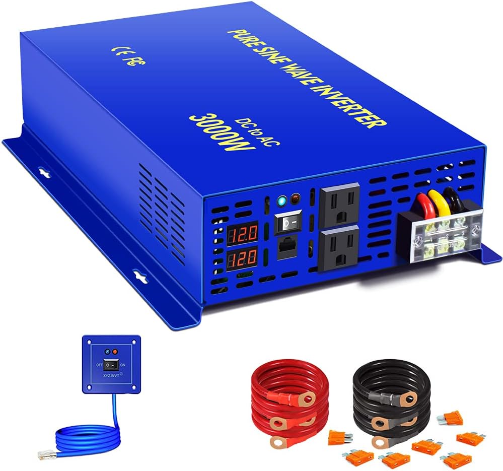3000W Pure Sine Wave Power Inverter 12V DC to AC 120V W890