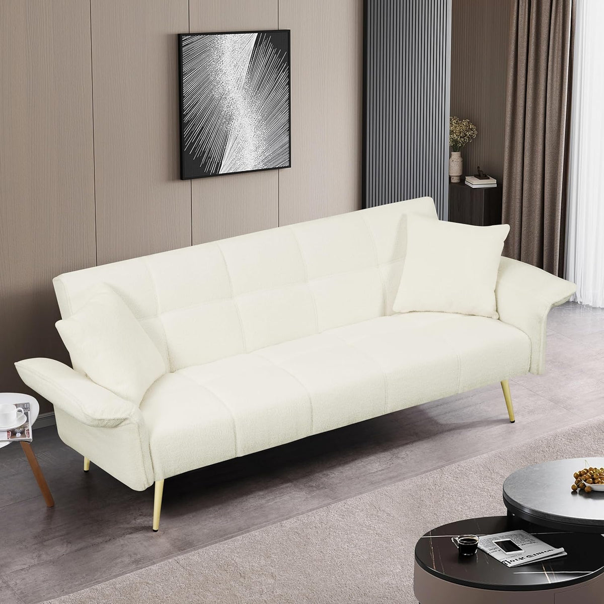 Convertible Double Futon Sofa Bed with Folding Armrests S130782