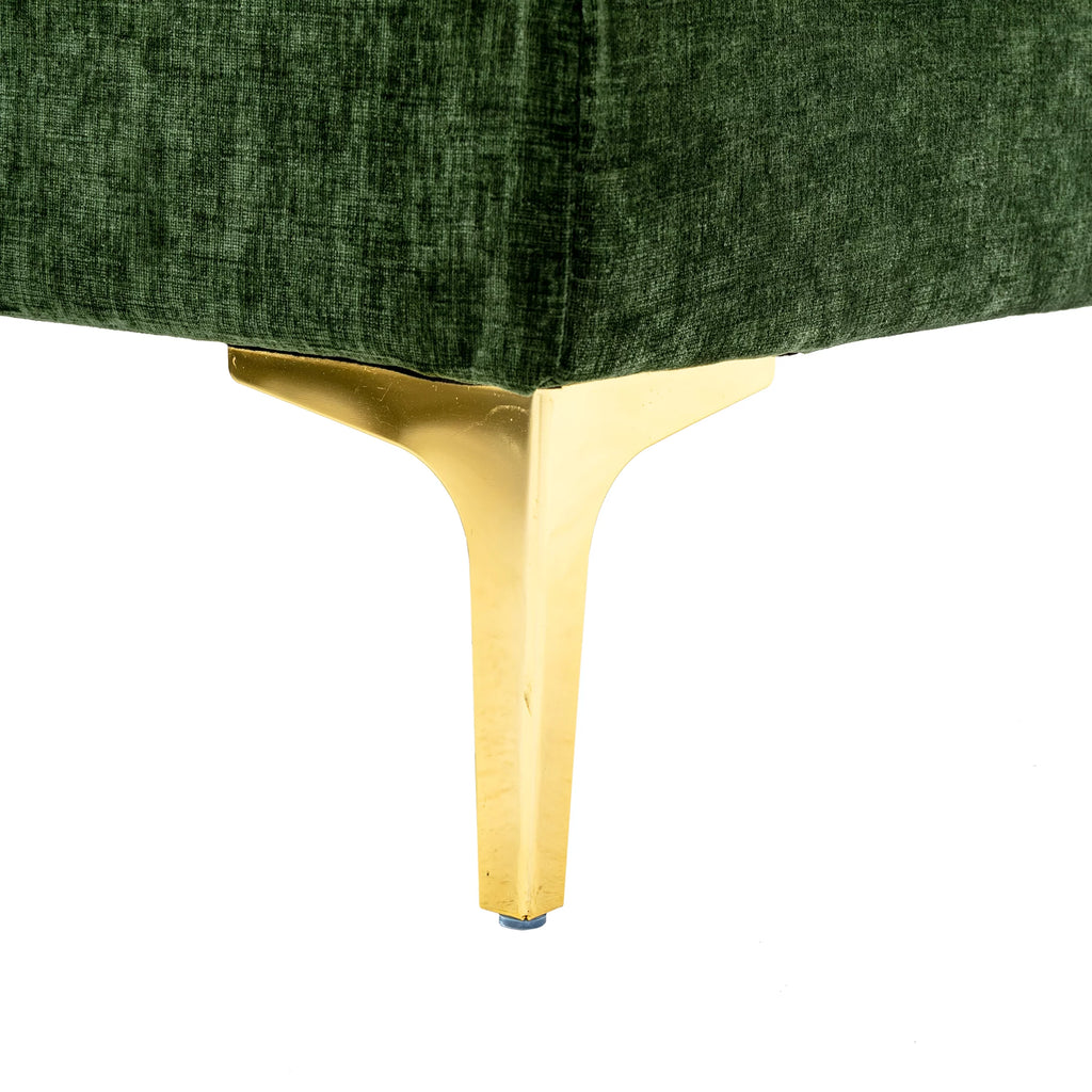 Velvet Sectional Sofa with Golden Metal Legs G268