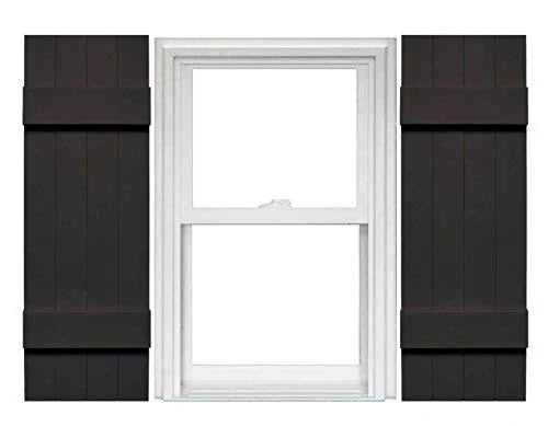 4 Board and Batten Vinyl Shutters 1 Pair 14 x 51 Musket Brown L964