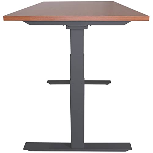 Adjustable Sit/Stand Desk 60"x30" Cherry Wood Finish Black Frame L105