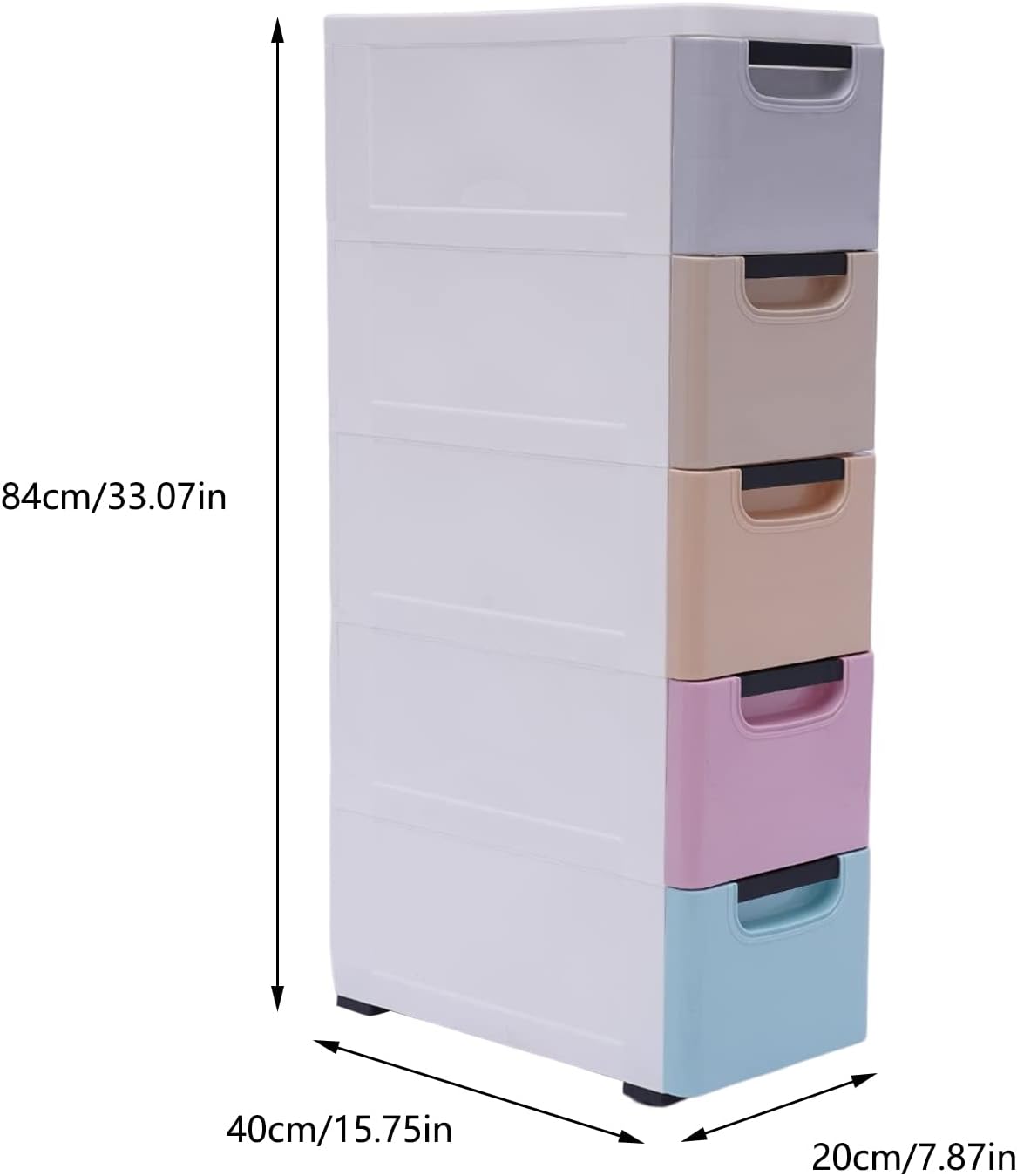 5-Drawer Plastic Storage Cabinet with Wheels L35919