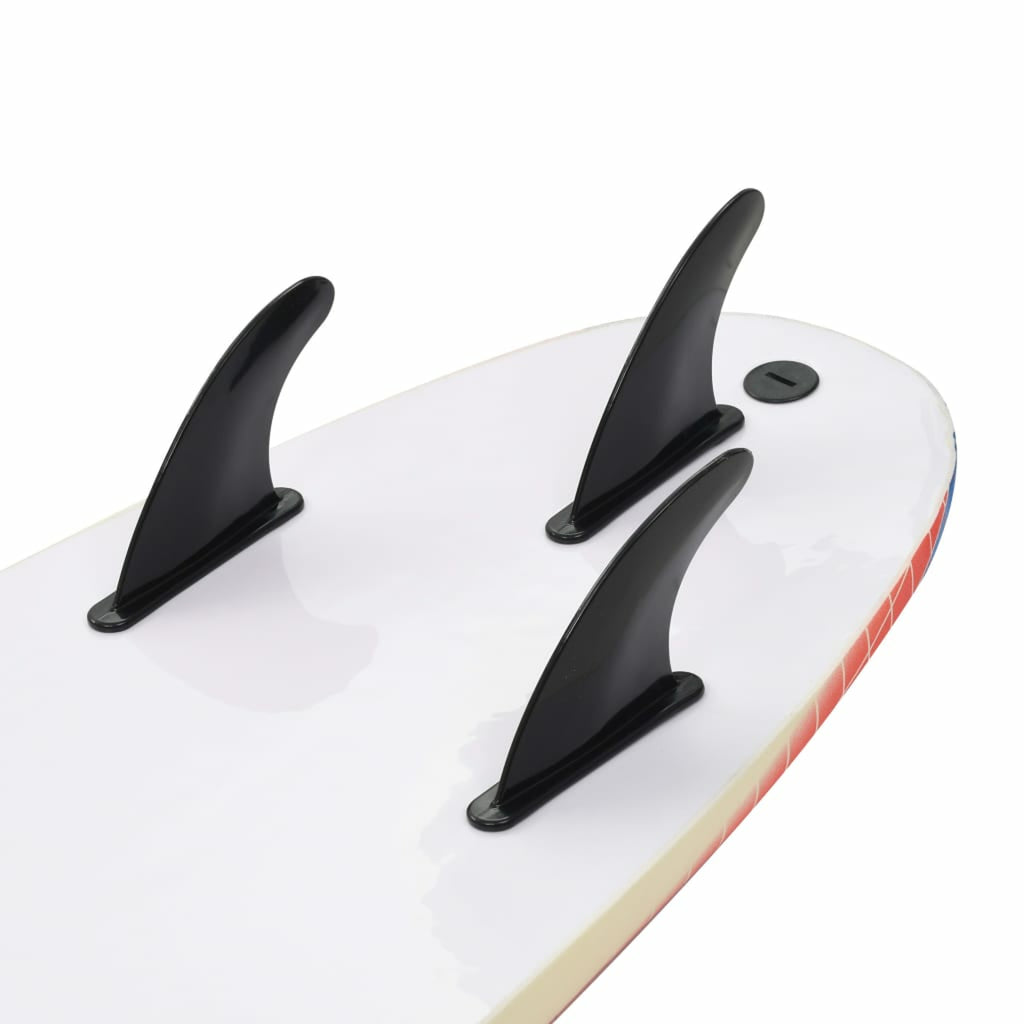 Surfboard with Leash and Plastic Fins 66.9 x 18.4 x 3.1 Inches J7118