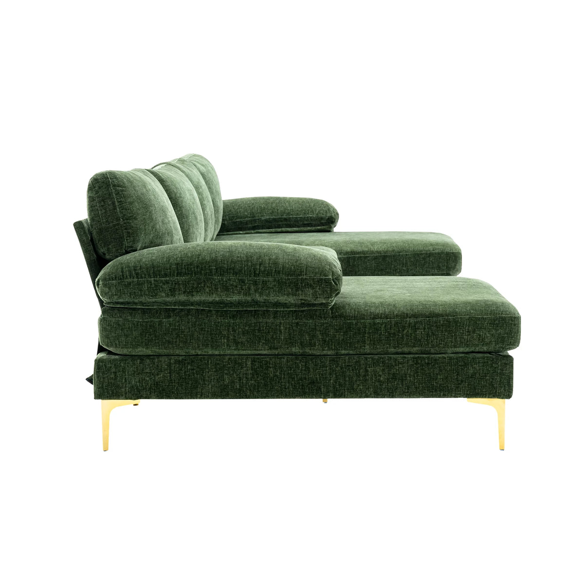 Velvet Sectional Sofa with Golden Metal Legs G268