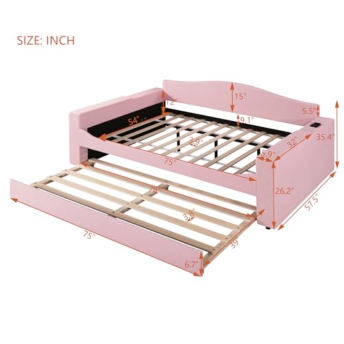 Beige Upholstered Daybed with 2 Storage Drawers F87292