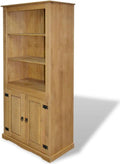 Mexican Pine Cupboard with 3 Open Shelves and 1 Cabinet with 2 Shelves, 31.5"x15.7"x66.9" U305