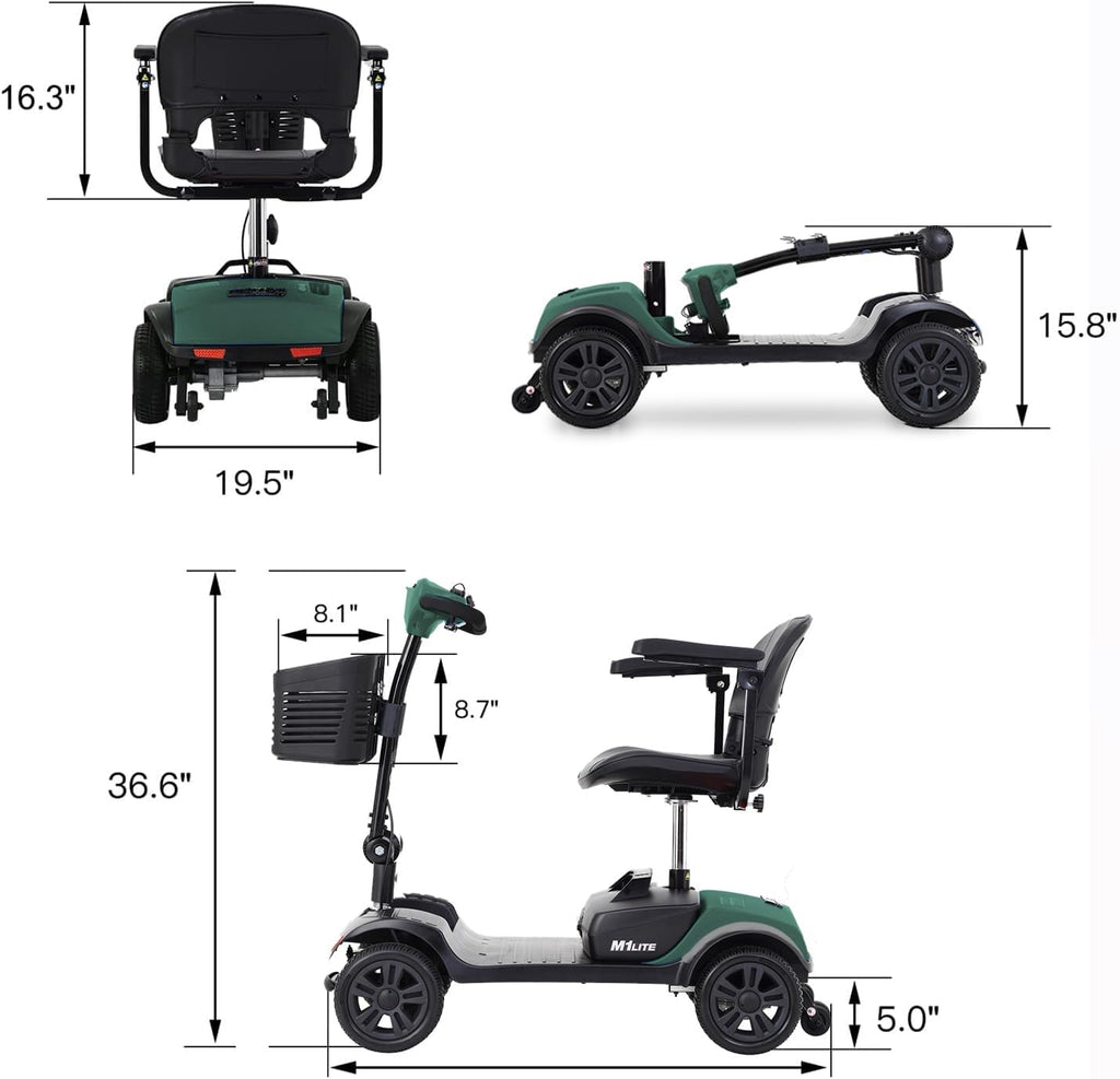 Green 4 Wheel Folding Electric Mobility Scooter with Seat V62253