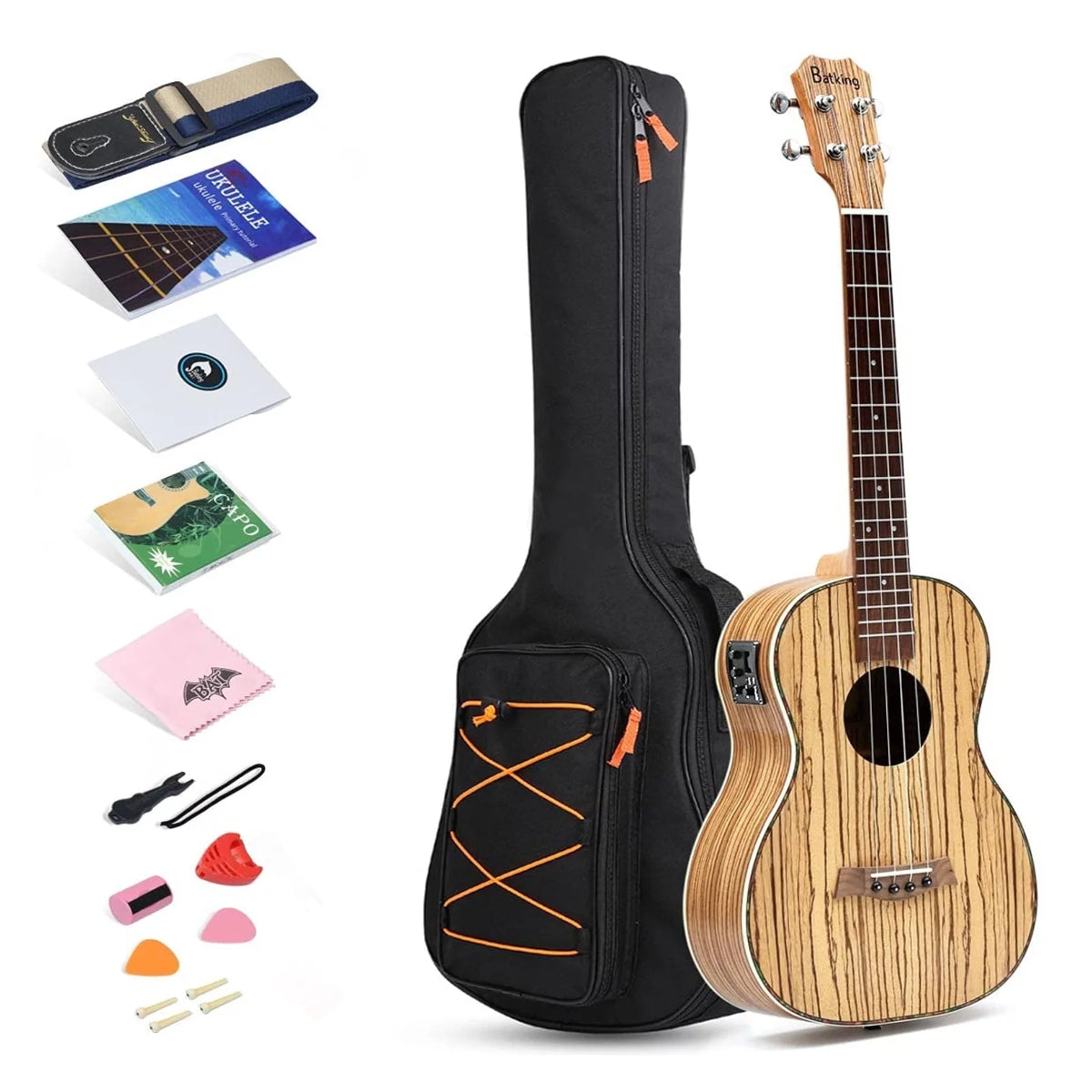 30 inch Zebra Acoustic Electric Baritone Ukulele S211