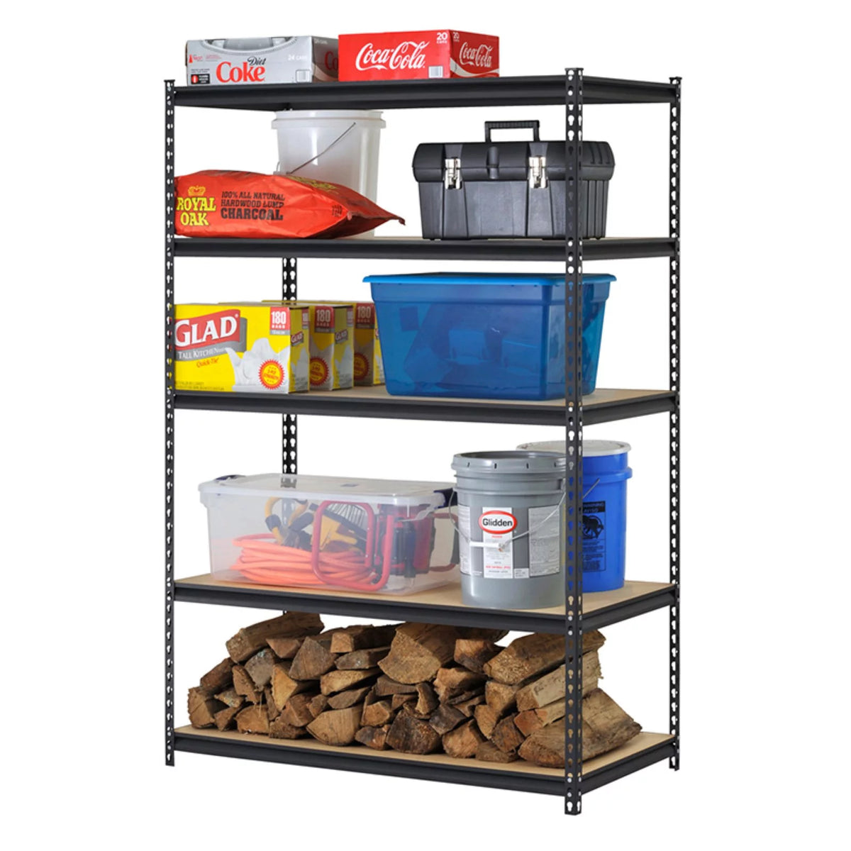 48"W x 18"D x 72"H 5-Tier Steel Shelving Black Q26707