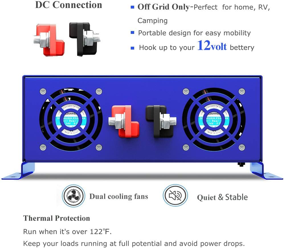 3000W Pure Sine Wave Power Inverter 12V DC to AC 120V W890