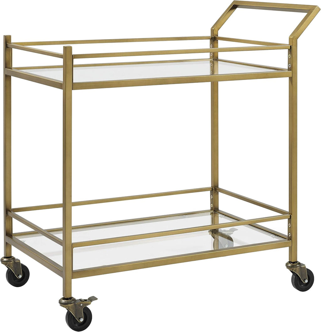 Gold and Glass Rolling Bar Cart E126