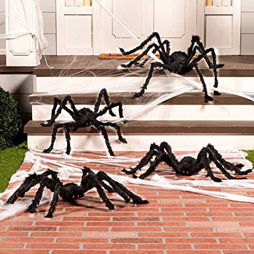 4 Packs Black Halloween Outdoor Spider Set M2347