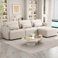 Beige Oversized 114" Convertible Sectional Sofa with Movable Ottoman A726196