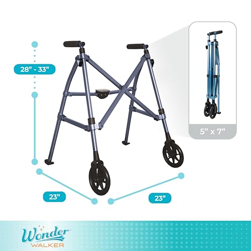 Lightweight Foldable Rolling Walker with 6-inch Wheels and Ski Glides Matte Black T140
