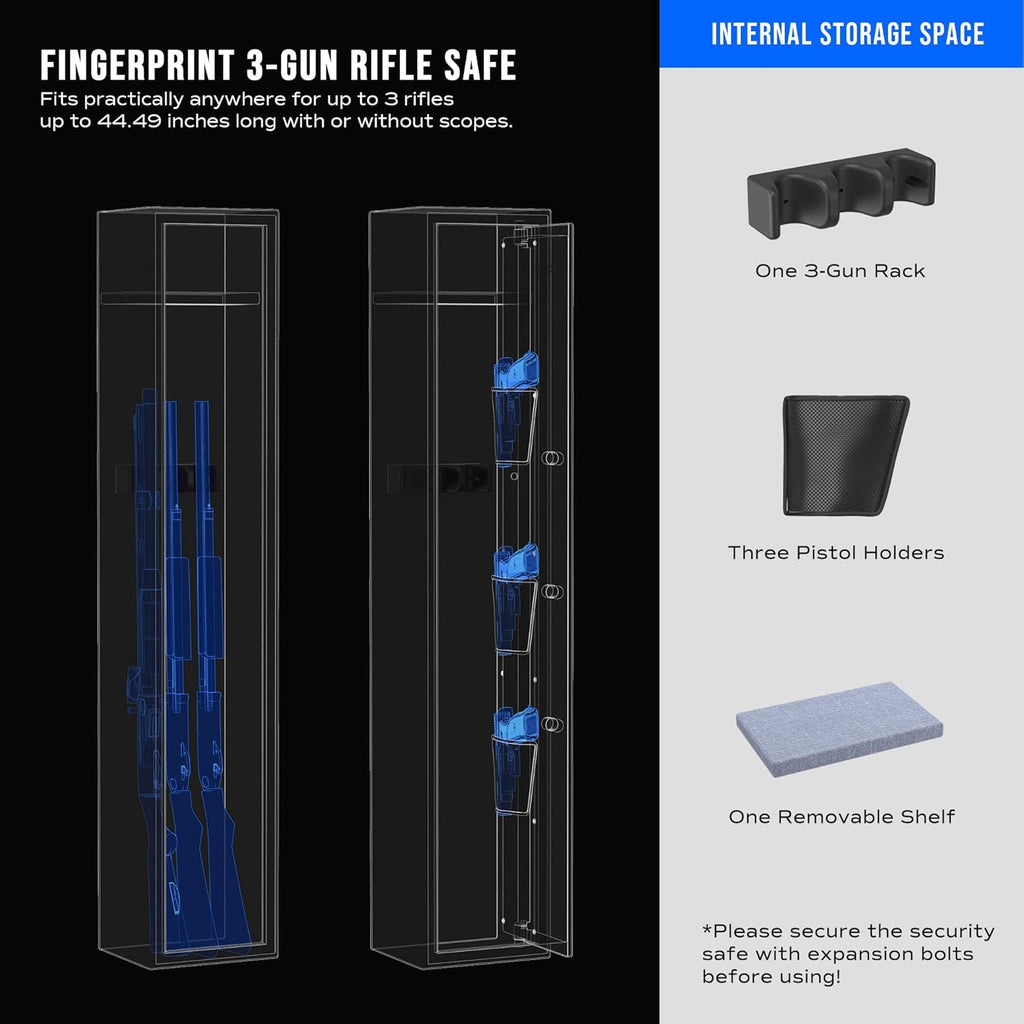 Large Biometric Rifle Safe with Removable Shelf Z73244