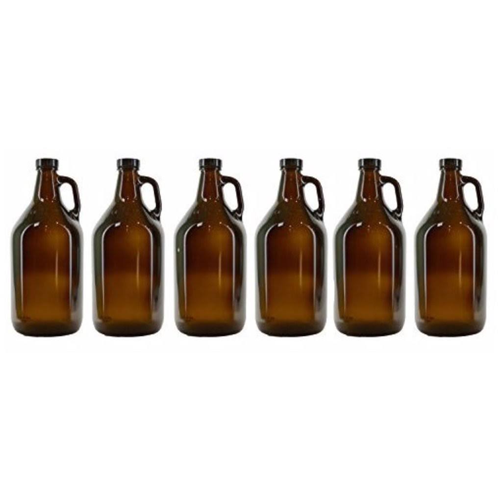 1/2 Gallon Amber Growlers Case of 6 with Polyseal Caps L398958