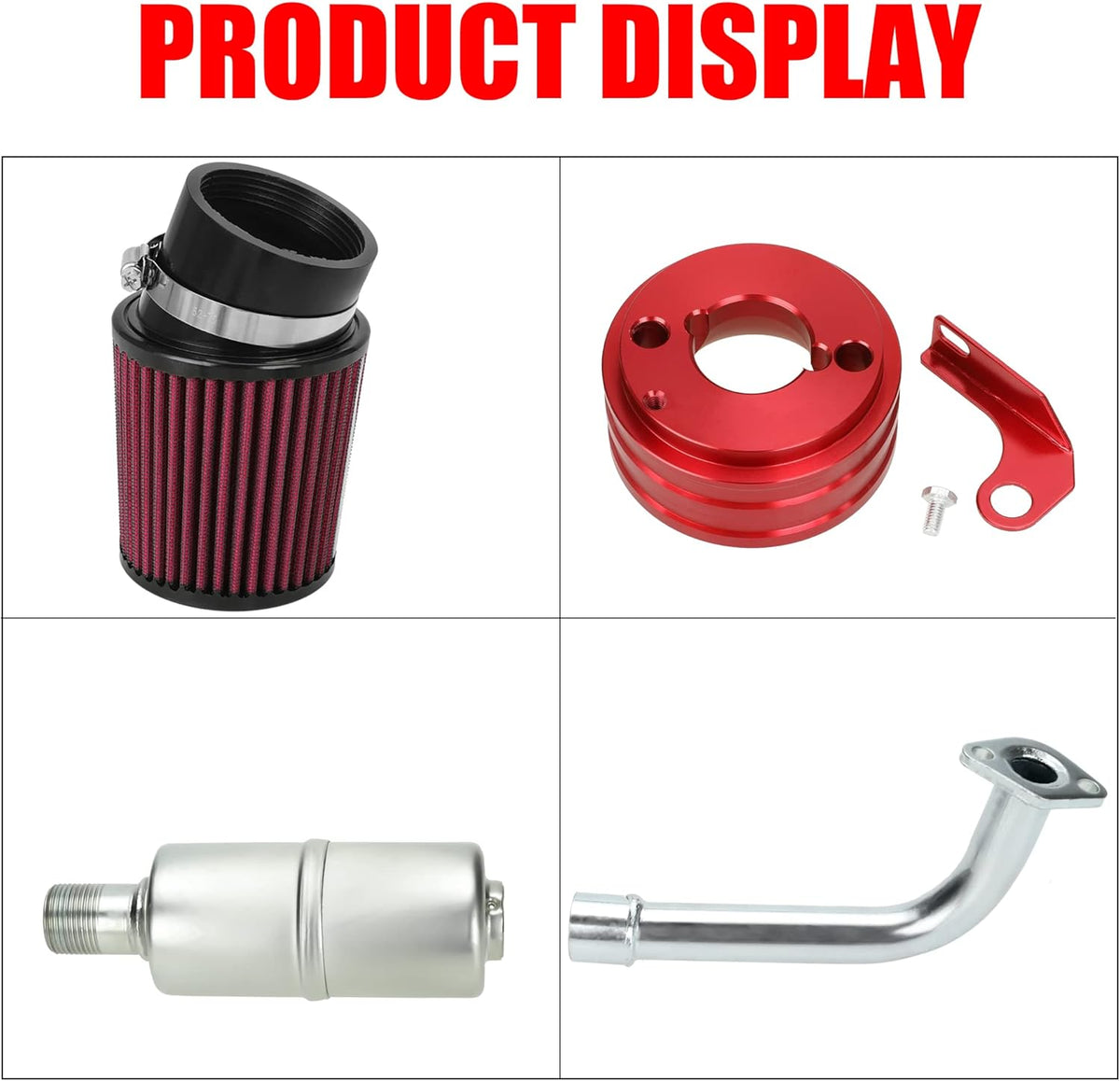 Upgrade Carburetor Air Filter Adapter Exhaust Pipe Muffler Jet Stage 2 Kit for Non-Hemi Predator 212cc 196cc 6.5Hp Mini Bike Go Kart Performance Parts U9870