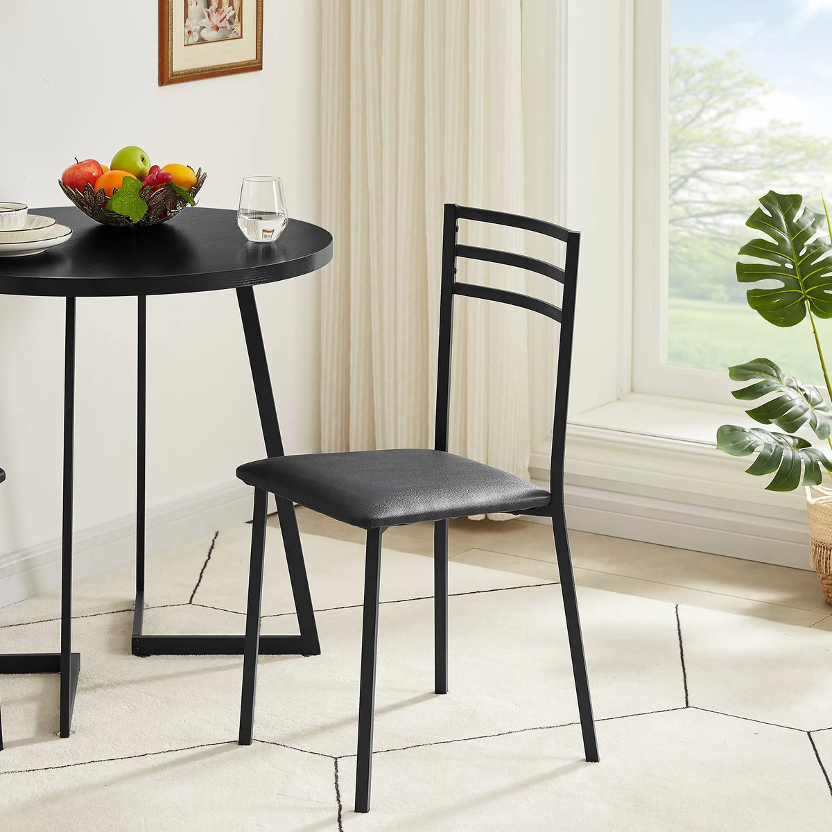 Set of 2 Black Cushioned Dining Chairs V394737