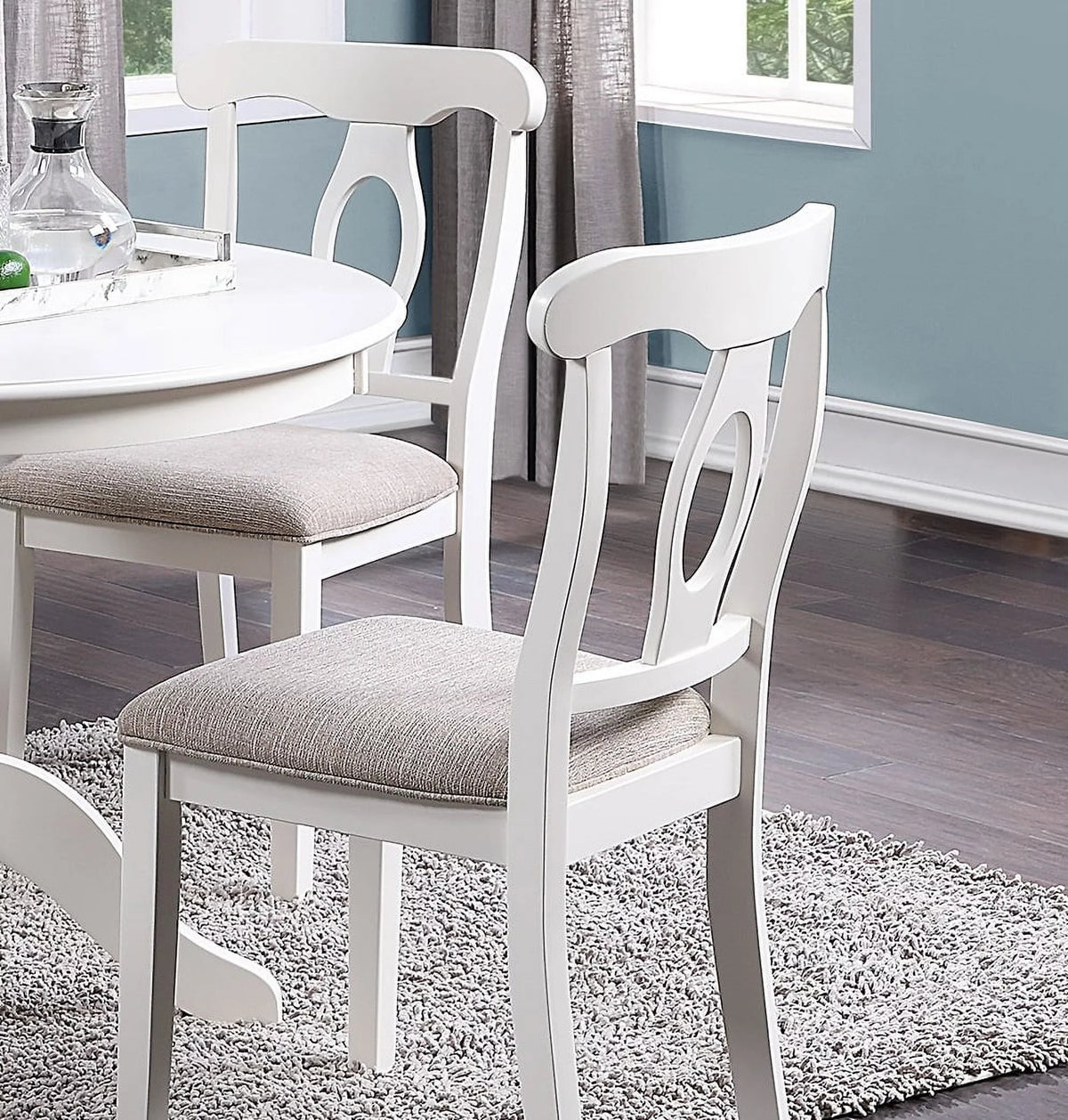 5pc Round Dining Table Set with 4 Cushion Chairs Rubberwood J329
