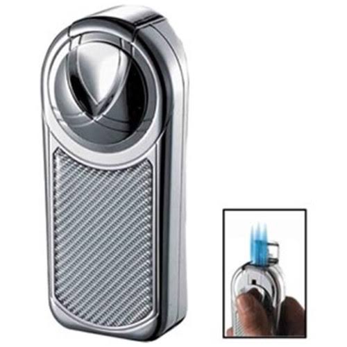 Chrome and White Carbon Fiber Table Lighter X5819