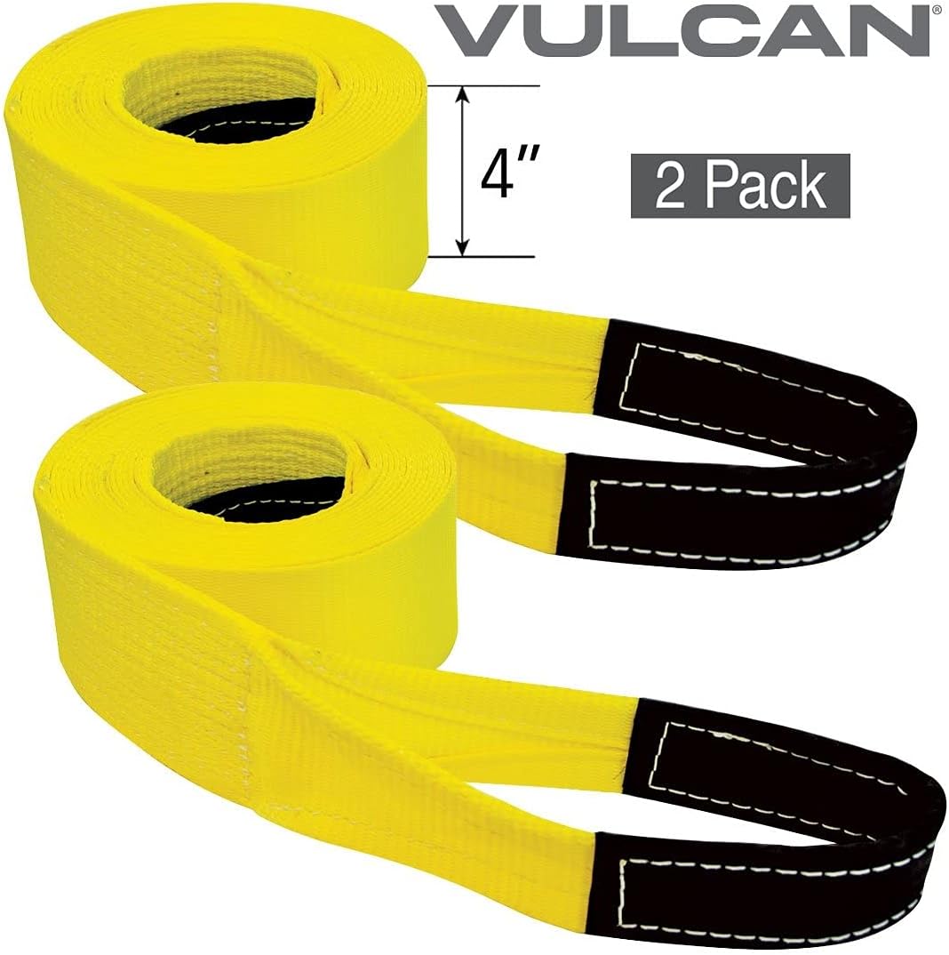 Tow Strap with Reinforced Eyes, 4 Inch x 20 Foot, 2 Pack, 10,000 Pound Towing Capacity H729152