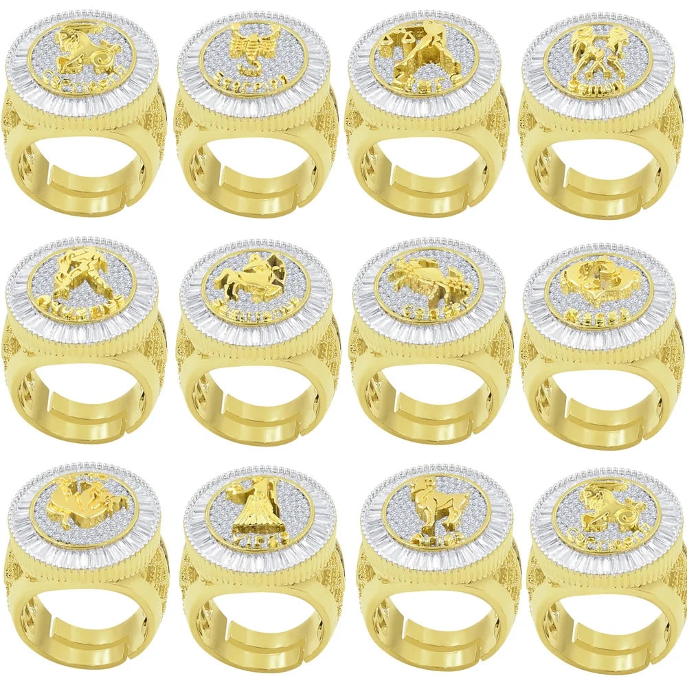 14K Yellow Gold Finish Simulated Diamond Taurus Ring Q15681