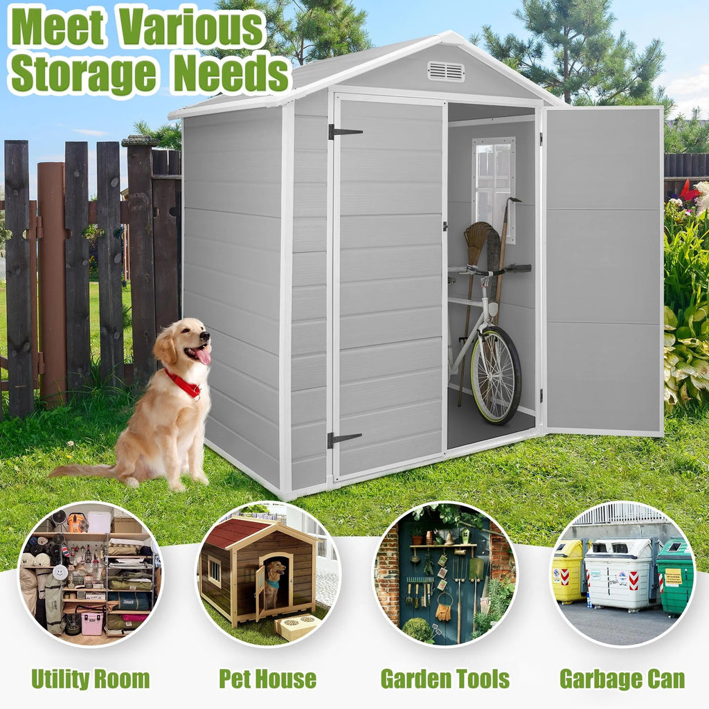 6' x 4.4' Plastic Outdoor Storage Shed with Reinforced Floor I6653