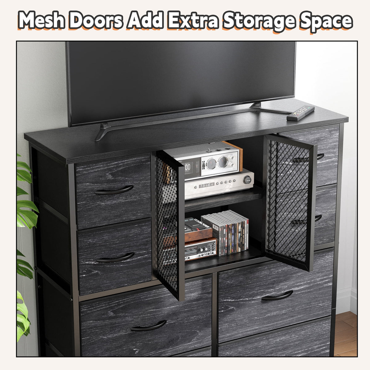 Tall Fabric Dresser with 10 Drawers D9702