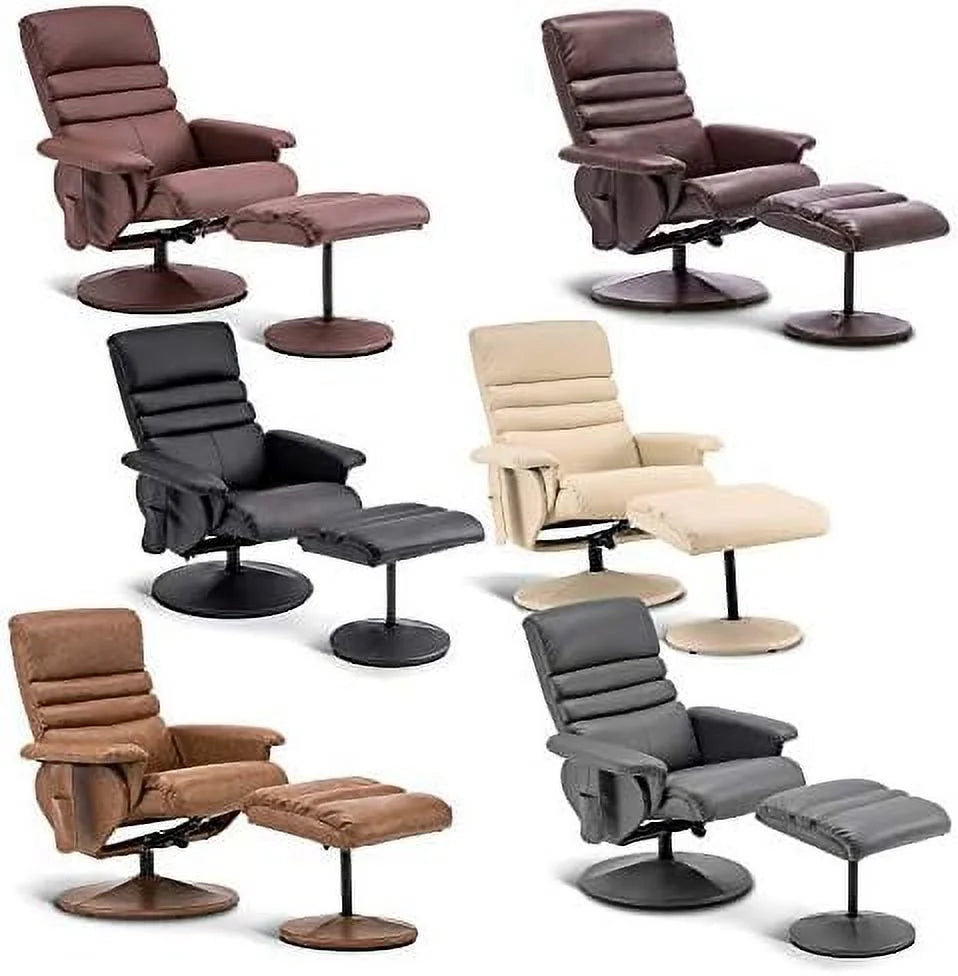 Dark Brown Faux Leather Recliner with Ottoman E452