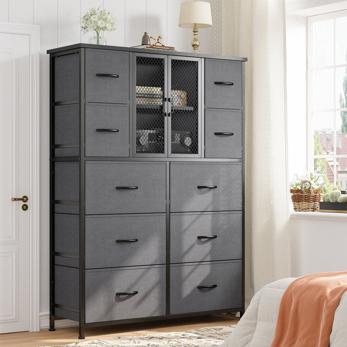 Tall Fabric Dresser with 10 Drawers D9702