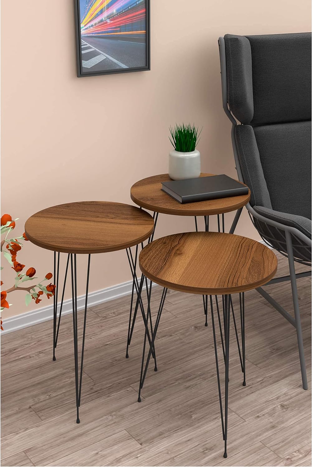 Set of 3 High Gloss Nesting End Tables Y643