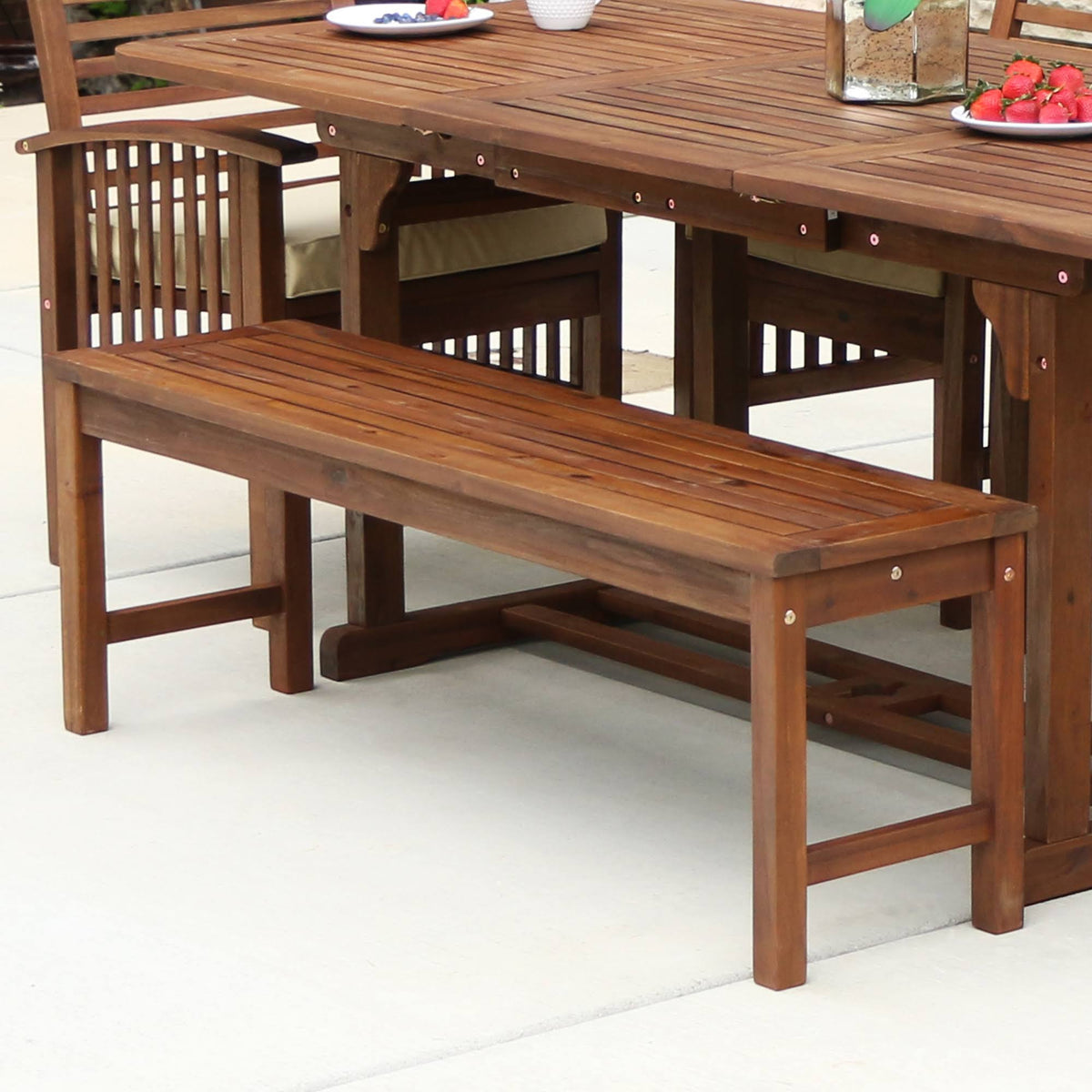 Dark Brown Acacia Wood Patio Bench X378