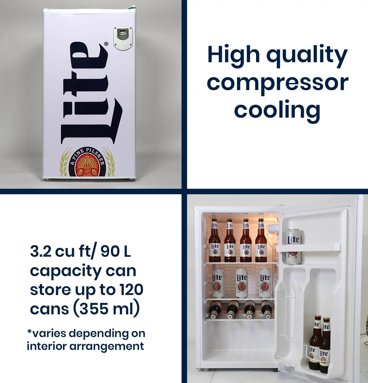 90 Litre Compact Mini Fridge with Bottle Opener N84283