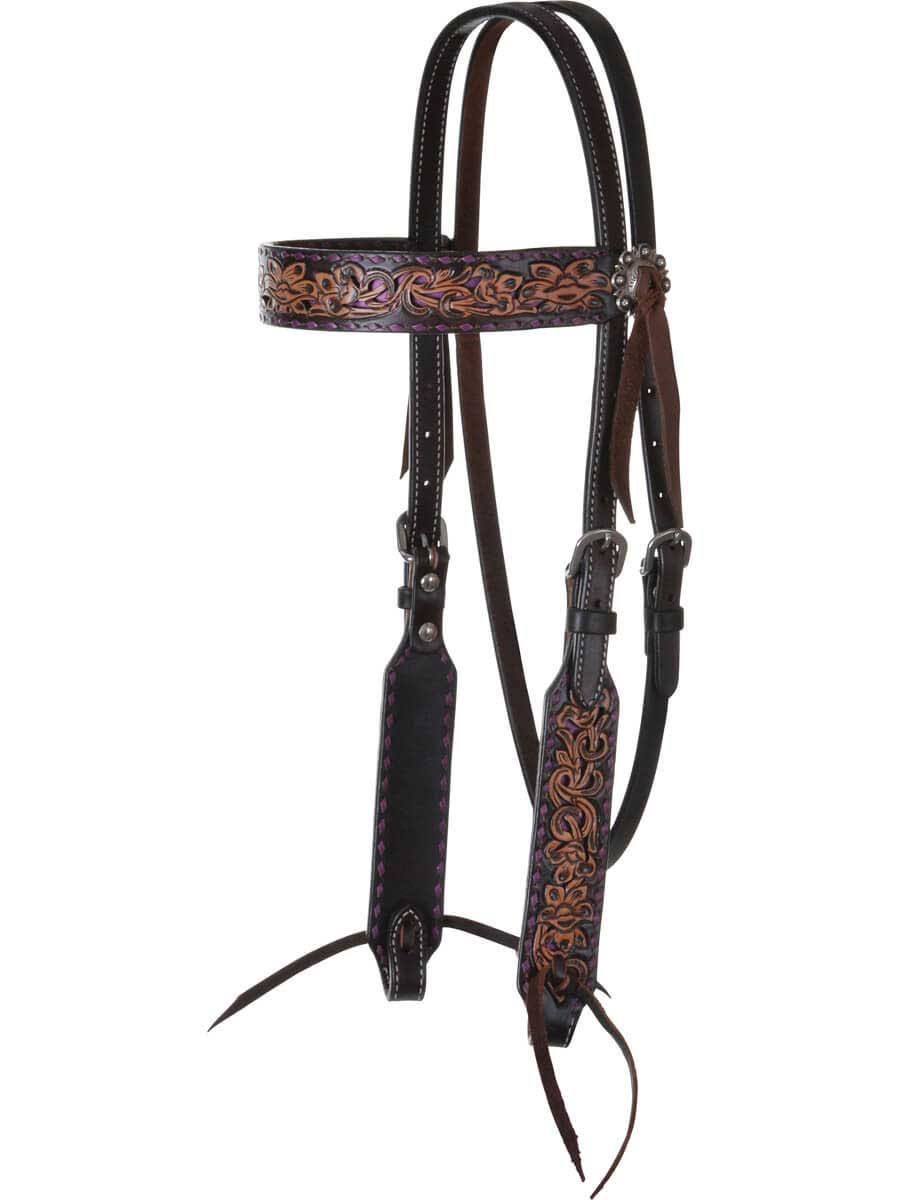 Purple Filigree Inlay Browband Headstall Z2658