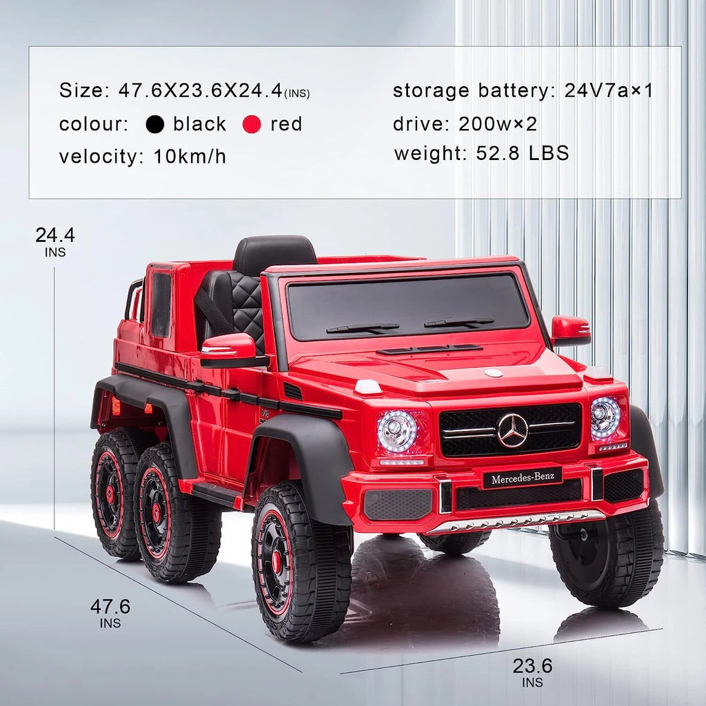 24V Powered Ride On Car with 6 Wheels, Remote Control, MP3 Player, Red R733322