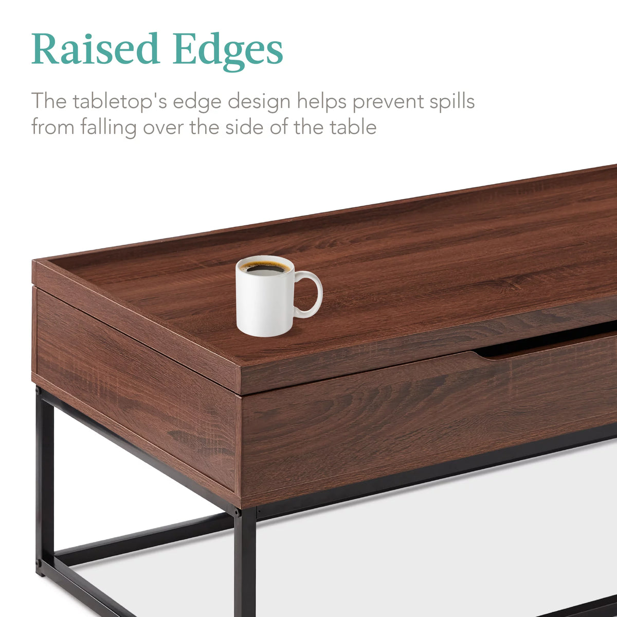 44in Lift Top Coffee Table with Tray Edge Tabletop P496425