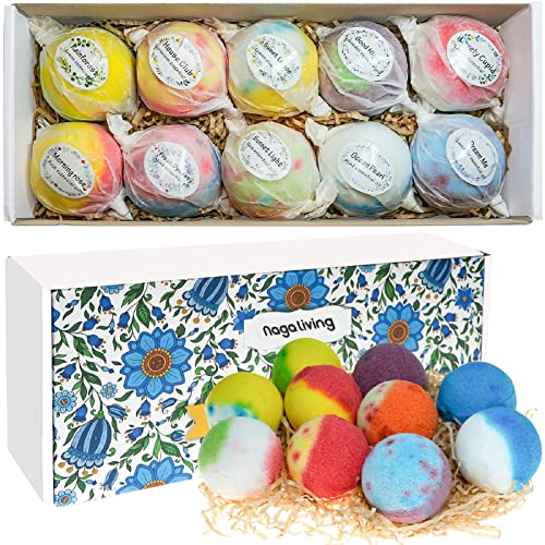 Bath Bombs Gift Set, 10 Organic Bubble Bombs H6363
