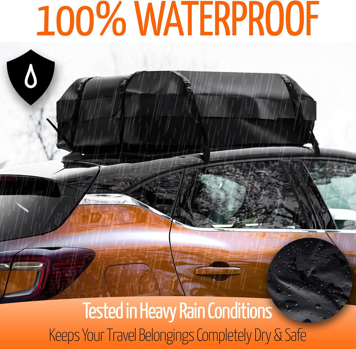 Car Roof Cargo Bag Water Resistant with Anti Slip Mat, 8 Straps D570420