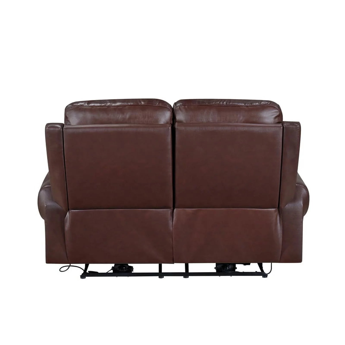 Brown Leather Match Power Double Reclining Love Seat M82659