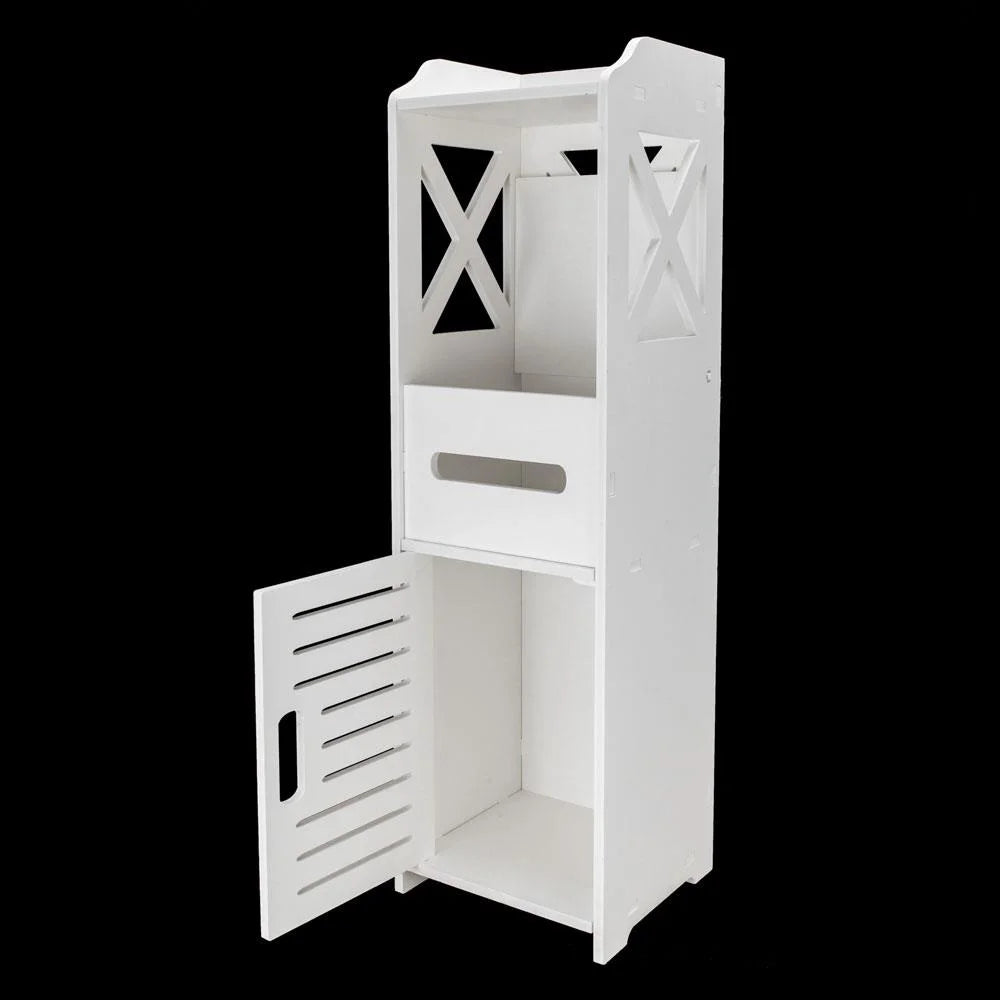 White Single Door 2-Tier Bathroom Floor Cabinet L93004