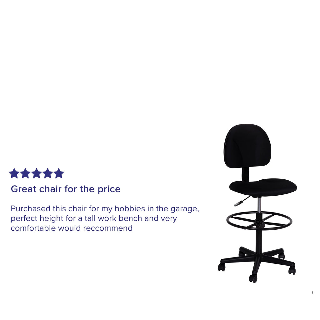 Black Fabric Drafting Chair with Footring L739682