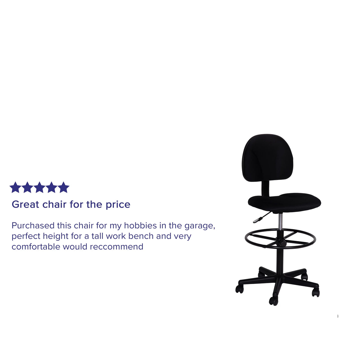 Black Fabric Drafting Chair with Footring L739682