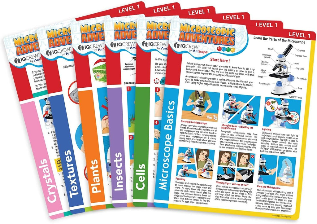 Kids Microscope Science Starter Kit with Set of 6 Experiment Cards C1043