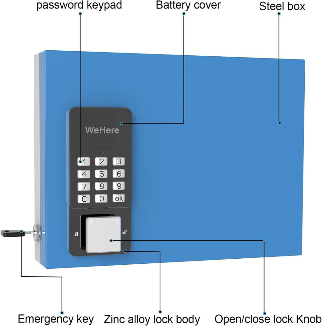 Key Lock Box 16 Keys Metal Wall Mount Digital Combination Lock Box Pack of 2 T799